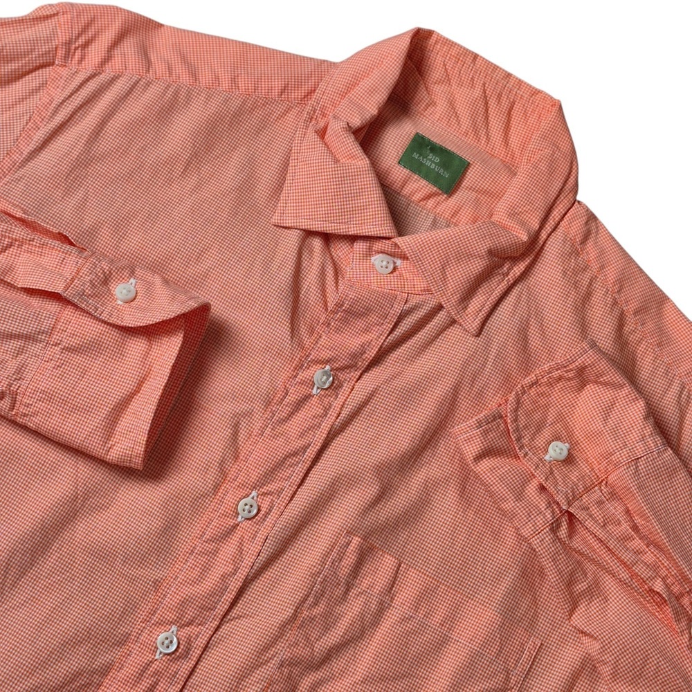 Sid Mashburn Men's Medium Orange‎ Gingham Button Shirt Preppy Classic